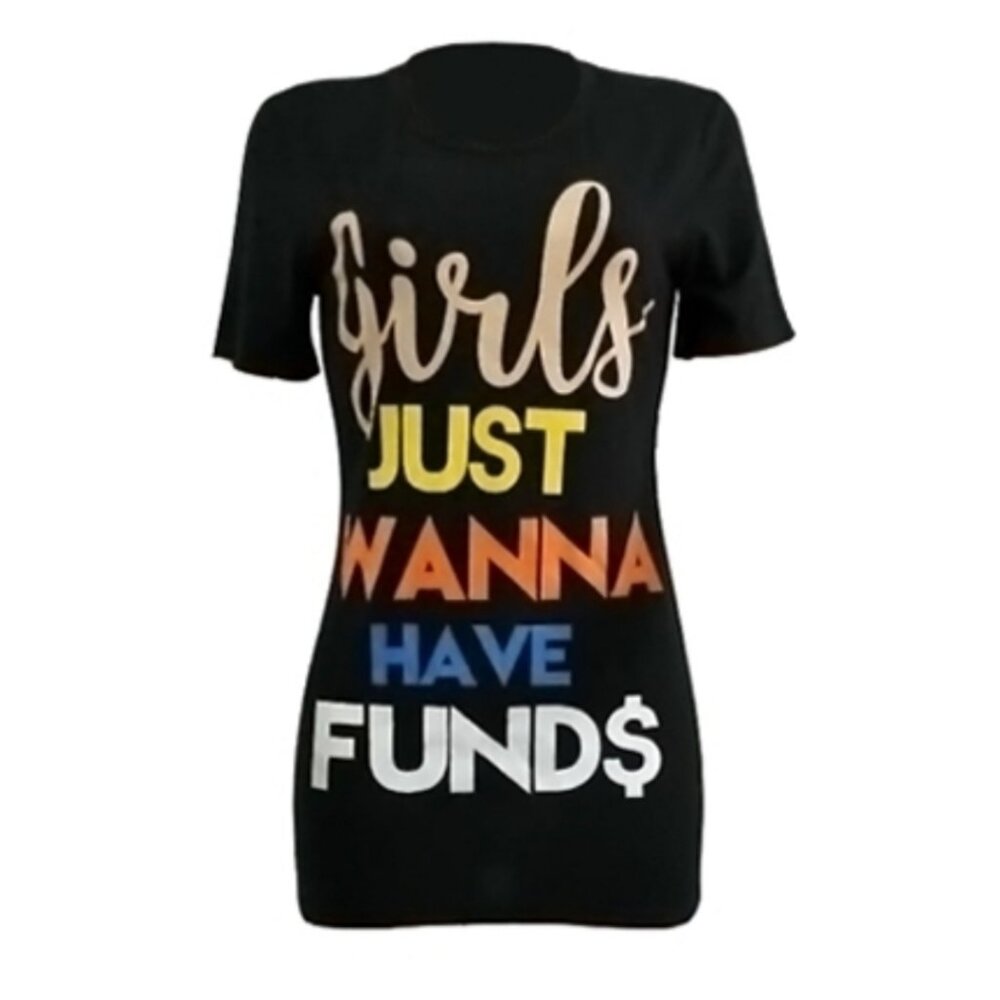 Girls Just Wanna Have Funds Black Shirt Dress